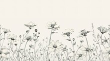 Floral  Illustration With Wild Daisy Flowers In Vintage Style ,Generative Ai,
