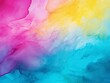 Cyan Magenta Yellow abstract watercolor paint background barely noticeable with liquid fluid texture for background, banner with copy space and blank text area