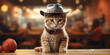 Whiskered Western Watcher: The Adventurous Kitty Cowcat Banner at the Saloon Showdown