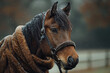 Majestic Horse Adorned in Frosty Raindrops Winter Portrait Banner