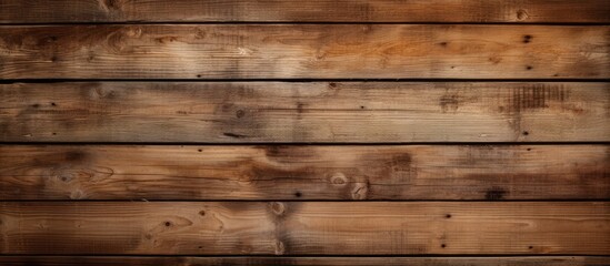 Wall Mural - A closeup shot of a brown hardwood plank flooring with a wood stain pattern, resembling a brickwork pattern. The background is blurred
