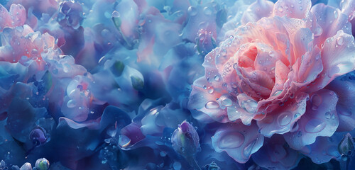 Pastel pink and blue background with flowers, Background for design, banner, web banner, flower, nature, pink, flowers, blue, water, pattern