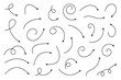 © Maksim - Collection of thin line arrows. Set simple curved hand drawn arrows. Collection of pointers.