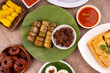 Lemang with beef rendang and various delicious Ramadan dishes for Iftar in Malaysia