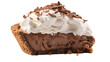 Rich chocolate pie slice with a dollop of whipped cream on top, inviting indulgence