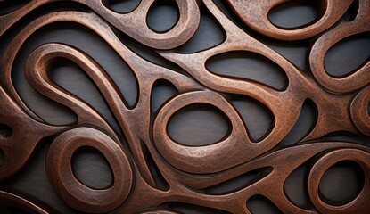 Canvas Print - A close up of a decorative metal sculpture with swirls and curves. Generative AI.