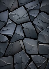 Canvas Print - A close up of a black stone wall with some cracks in it. Generative AI.