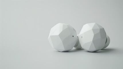 Geometric White Speakers on Neutral Background