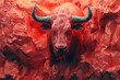 An angry bull on an abstract colorful background. Illustration