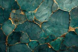 Fototapeta Konie - Kintsugi Wallpaper with Jade, Gold, and Assorted Gemstone Textures Generative AI