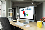 Fototapeta Mapy - Health insurance web site modish registration system for easy form filling