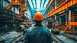 Industrial Focus: A Worker Overseeing the Factory Floor. Generative ai