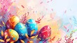 high quality easter illustration with a colourful easter eggs