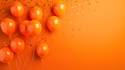 Wall Mural - Orange balloons composition background - Celebration design banner