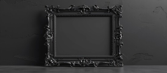 Canvas Print - Empty picture frame for adding text or image in a dark grey hue.