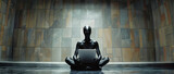 Fototapeta  - a business alien sit in front of a laptop, surreal and fantastic illustration