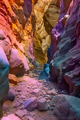 Canvas Print - a narrow narrow canyon with rocks and rocks on the ground