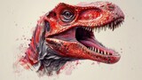 Fototapeta  - Animated dinosaur raptor cartoon slogan