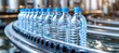 Hygienic bottling of drinking water in plastic bottles at a pristine manufacturing facility