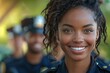 Police camaraderie: Female officer joins her team in unity