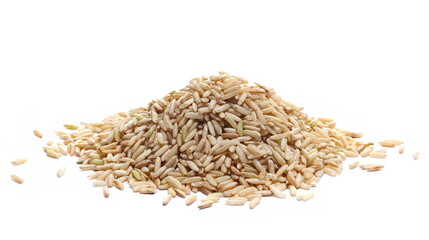 Wall Mural - Brown long rice, uncooked and hulled, isolated on white
