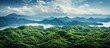 Panoramic view of mountains and river in the valley