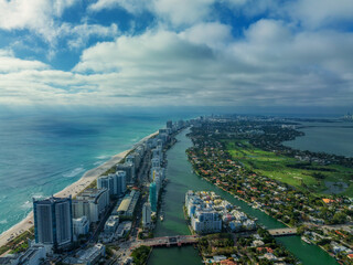 Miami Beach from Air on a sunny day