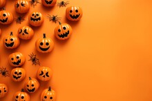 Group Of Pumpkins With Painted Faces