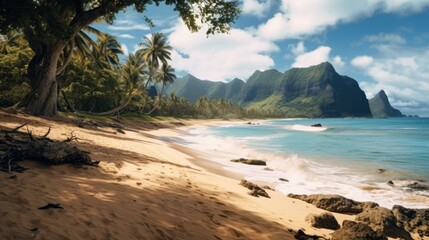 Poster - Beautiful scene in Tunnels Beach on the Island 