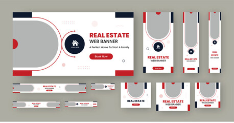 Real Estate web banner design template Sets, Google ads web banner, Home Sale Social Media Post