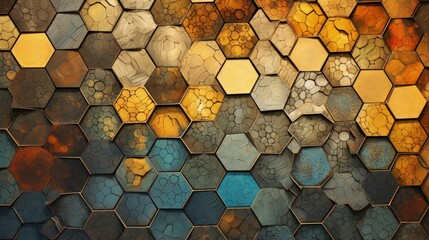 Wall Mural - overlapping pentagons with a mosaic like texture