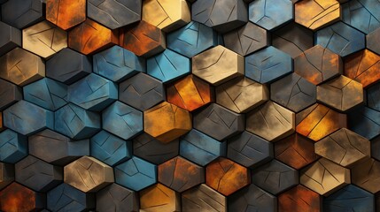 Wall Mural - overlapping pentagons with a textured and patterned surface