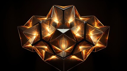 Sticker - symmetrical arrangement of intersecting irregular polyhedrons with glowing edges