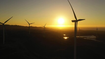 Wall Mural - Group of wind turbines on the coastline. Wind power plant. Philippines.