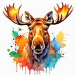 © Jatupong Thongkruama - Watercolour, a moose portrait on a white background