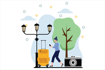 Vacation Traveler Flat Design Illustration