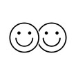 © Vasilina FC - Twin Smiley Faces Icon, Black Line Art, Happy Emoticon Pair Symbol