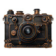 Steampunk camera isolated on white photo-realistic mixed media vector illustration