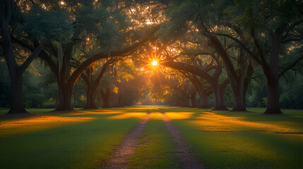 Wall Mural - Coastal backroad - mature trees  - mysterious - elegant - unique - dramatic - inspired by the scenery of Charleston, South Carolina 