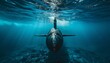Submarine submerging into depths, military maneuver