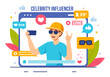 Celebrity Influencers Vector Illustration with Posts on Internet for Advertising Marketing, Daily Life or Endorse in Flat Cartoon Background