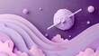 Satellite Orbiting Purple Planetary Waves Paper Wallpaper Background