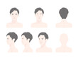 © Uchimatako - 20代・30代の若い男性の顔のイラストセット（正面・横顔・斜め・後ろ姿）
