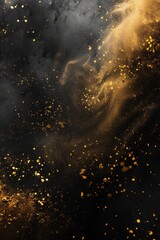 Wall Mural - Golden dust and smoke on a black background