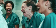 © VALUEINVESTOR - happy doctors laughing together in scrubs, generative AI