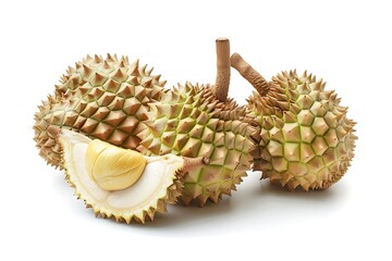 Wall Mural - summer exotic durian fruit isolated on white background