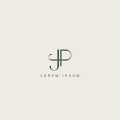 Wall Mural - Abstract letter JP PJ monogram logo vector template. Initial based minimal flat icon vector.