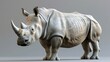 3D render of a rhino facing challenges head-on, symbol of assertive leadership, isolated on grey