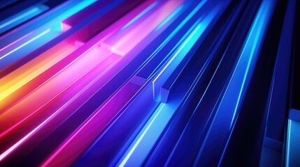 Poster - Colorful image of blue and purple line with white line in middle