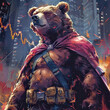 Super hero character of bearish trade trend